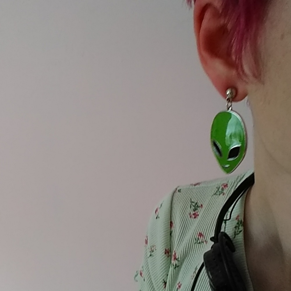 Dangling Alien๐ฝ Earrings - Picture 2 of 2